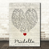 Michelle The Beatles Script Heart Quote Song Lyric Print
