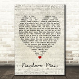 Nowhere Man The Beatles Script Heart Quote Song Lyric Print