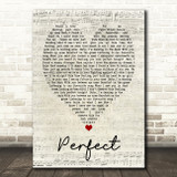 Perfect Ed Sheeran Script Heart Quote Song Lyric Print