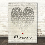 Rhiannon Fleetwood Mac Script Heart Quote Song Lyric Print