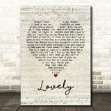 Billie Eilish and Khalid Lovely Script Heart Song Lyric Print