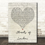 STREETS OF LONDON Script Heart Song Lyric Print