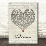 Damien Rice Volcano Script Heart Song Lyric Print