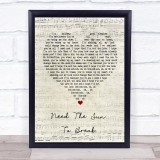 James Bay Need The Sun To Break Script Heart Song Lyric Print