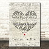 James Taylor Your Smiling Face Script Heart Song Lyric Print