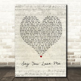 Jessie Ware Say You Love Me Script Heart Song Lyric Print