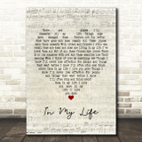 John Lennon In My Life Script Heart Song Lyric Print