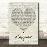 Marshmello & Bastille Happier Script Heart Song Lyric Print