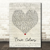 Phil Collins True Colors Script Heart Song Lyric Print
