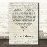 Phil Collins True Colours Script Heart Song Lyric Print
