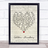 The Beatles Golden Slumbers Script Heart Song Lyric Print