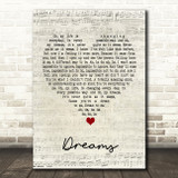 The Cranberries Dreams Script Heart Song Lyric Print