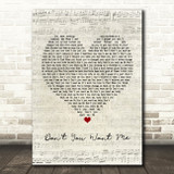 The Human League Don't You Want Me Script Heart Song Lyric Print