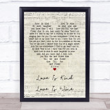 The Seekers Love Is Kind Love Is Wine Script Heart Song Lyric Print