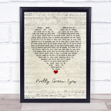 Ultrabeat Pretty Green Eyes Script Heart Song Lyric Print