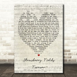 Strawberry Fields Forever The Beatles Script Heart Quote Song Lyric Print