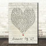 Summer Of '69 Bryan Adams Script Heart Quote Song Lyric Print