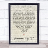 Summer Of '69 Bryan Adams Script Heart Quote Song Lyric Print
