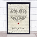 Barbra Streisand Evergreen Script Heart Song Lyric Print