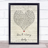 Beach Boys Don't Worry Baby Script Heart Song Lyric Print