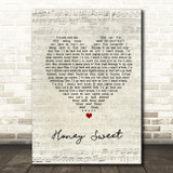 Blossoms Honey Sweet Script Heart Song Lyric Print