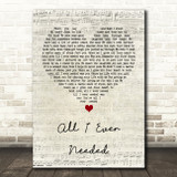 Bret Michaels All I Ever Needed Script Heart Song Lyric Print