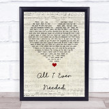 Bret Michaels All I Ever Needed Script Heart Song Lyric Print
