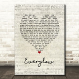 Coldplay Everglow Script Heart Song Lyric Print