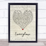 Coldplay Everglow Script Heart Song Lyric Print