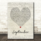 Earth, Wind & Fire September Script Heart Song Lyric Print
