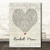 Elton John Rocket Man Script Heart Song Lyric Print