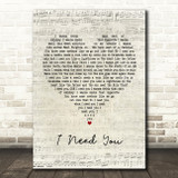 Faith Hill and Tim McGraw I Need You Script Heart Song Lyric Print