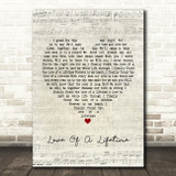 Firehouse Love of a Lifetime Script Heart Song Lyric Print