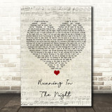 FM84 Running In The Night Script Heart Song Lyric Print