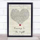FM84 Running In The Night Script Heart Song Lyric Print