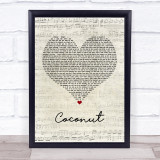 Harry Nilsson Coconut Script Heart Song Lyric Print