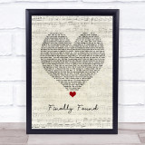 Honeyz Finally found Script Heart Song Lyric Print