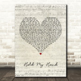 Hootie & the Blowfish Hold My Hand Script Heart Song Lyric Print