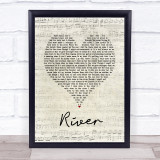 Josh Groban River Script Heart Song Lyric Print