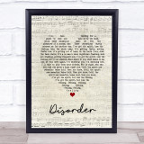 Joy Division Disorder Script Heart Song Lyric Print