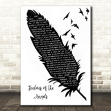 Jenn bostic Jealous of the Angels Black & White Feather & Birds Song Lyric Wall Art Print