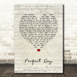 Lou Reed Perfect Day Script Heart Song Lyric Print