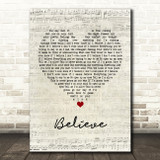 Mumford & Sons Believe Script Heart Song Lyric Print