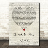 Peabo Bryson & Regina Belle A Whole New World Script Heart Song Lyric Print
