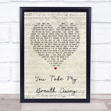 Queen You Take My Breath Away Script Heart Song Lyric Print