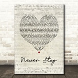 SafetySuit Never Stop Script Heart Song Lyric Print