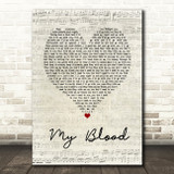Twenty One Pilots My Blood Script Heart Song Lyric Print