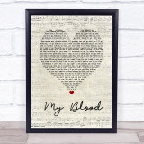 Twenty One Pilots My Blood Script Heart Song Lyric Print