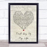 Bright Eyes First Day Of My Life Script Heart Song Lyric Quote Print