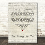 Bryan Adams You Belong To Me Script Heart Song Lyric Quote Print